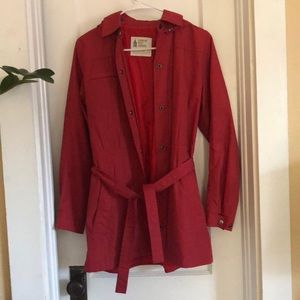Vintage Red London Fog Jacket with removable hood